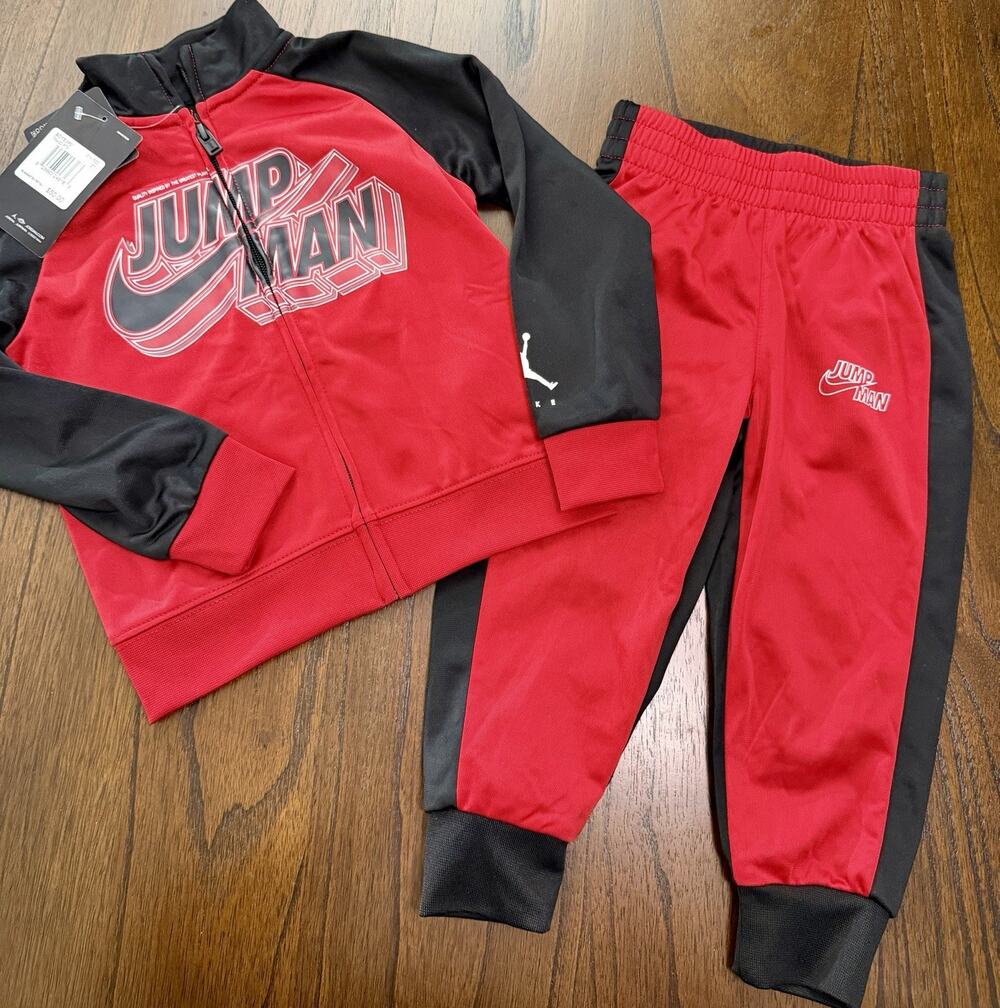 Jordan Boys 2T Red Tracksuit Set Full Zip Jacket Jogger Pants 2PC Outfit NWT